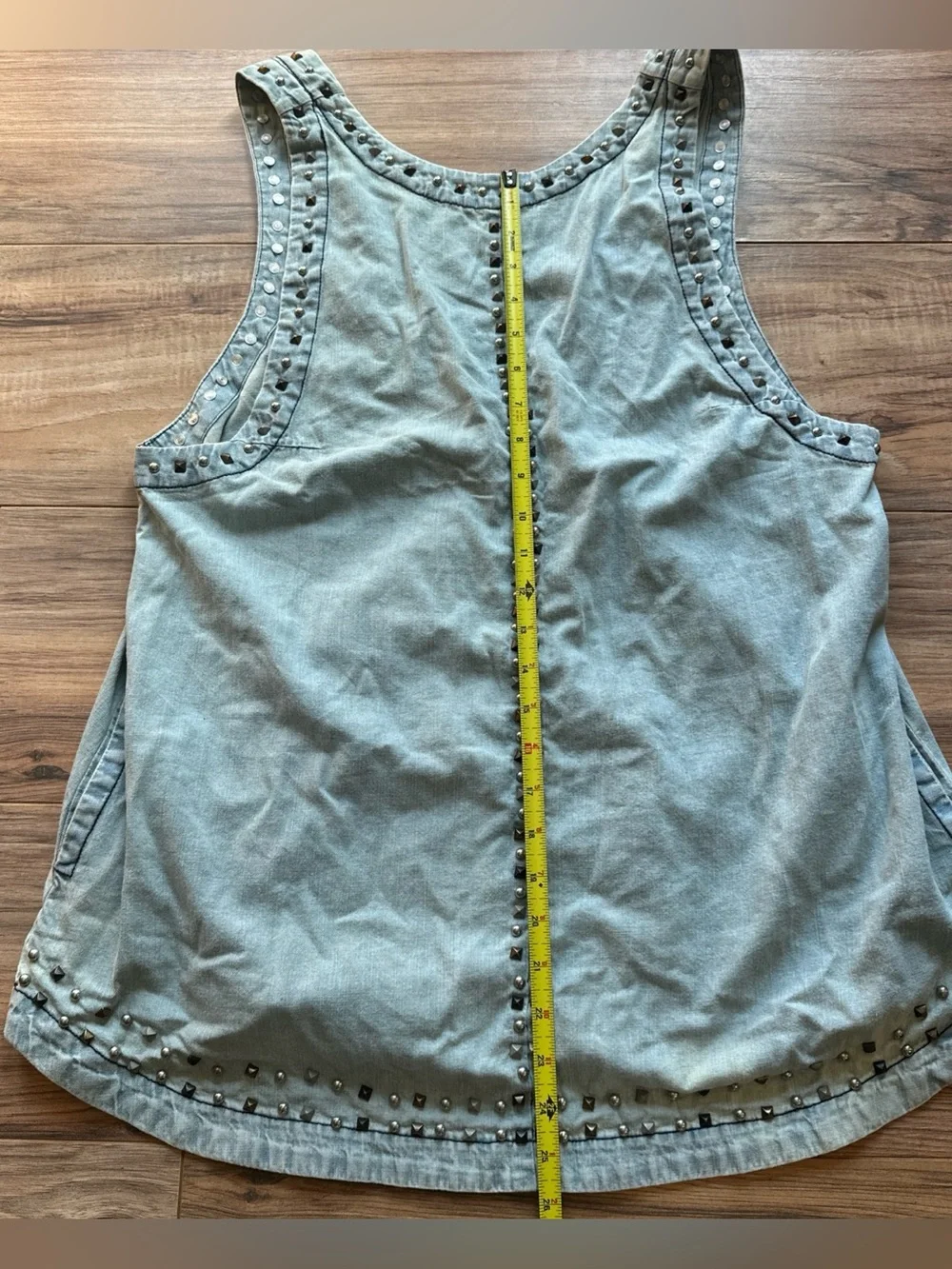 Free People Kendra Studded Denim Tunic Top Size Medium Cotton Women’s